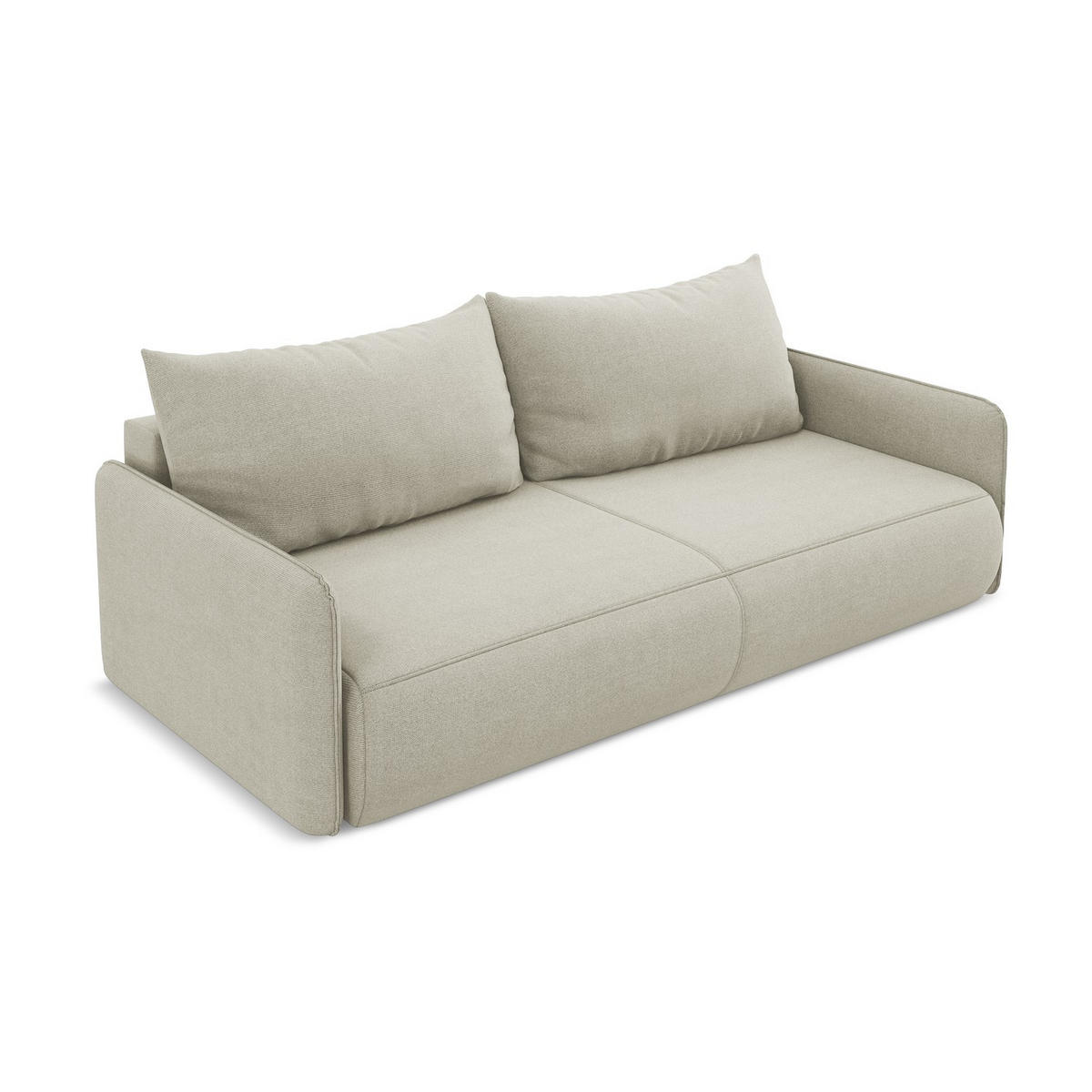 3-SITZER SOFA mit Schlaffunktion Strukturstoff Stoff Beige - Beige/Creme, Kunststoff/Textil (216/86/105cm) - LaMiaSofa