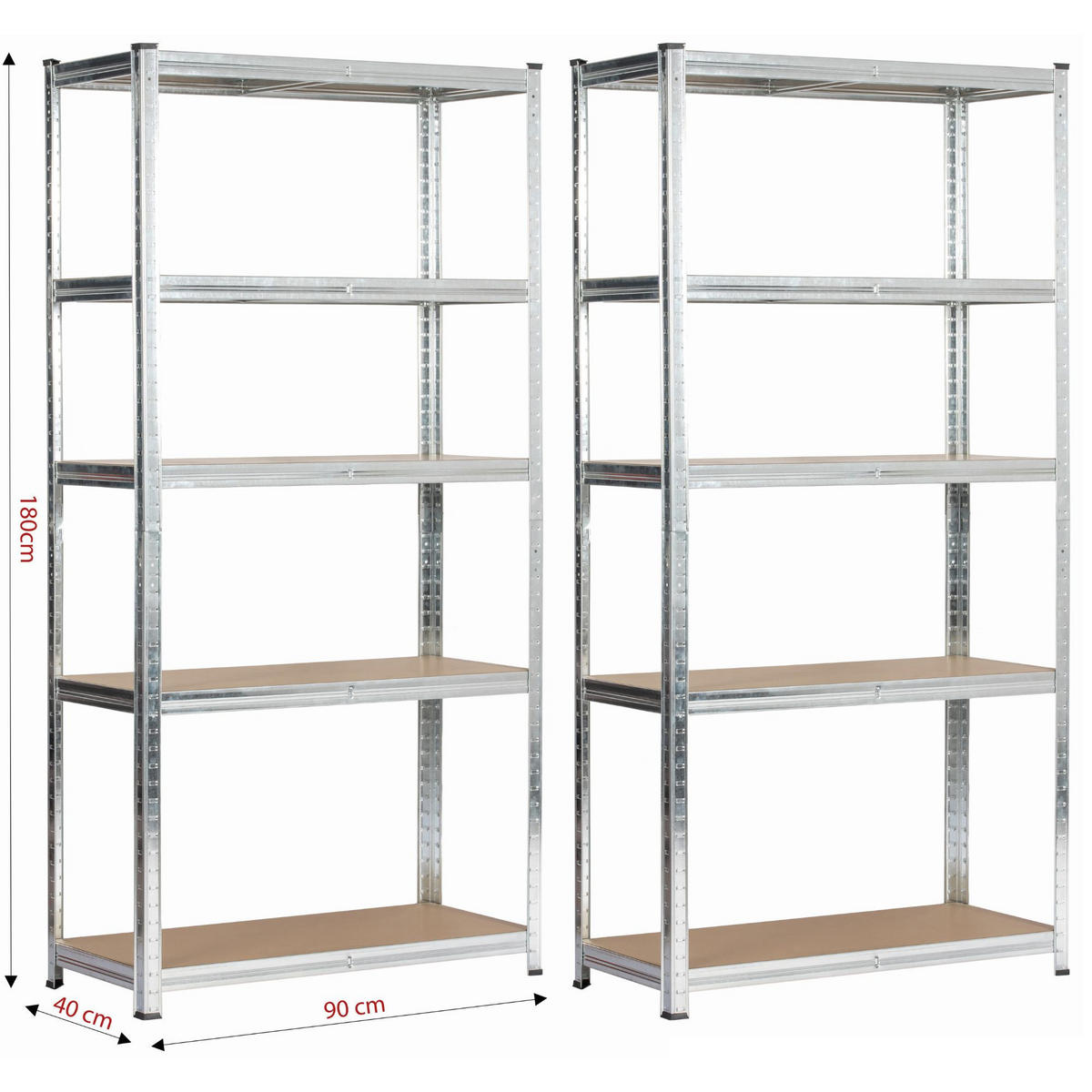 SCHWERLASTREGAL galvanisiertes Silber 90x40x180 cm - Silberfarben, Metall (90/180/40cm) - Akord