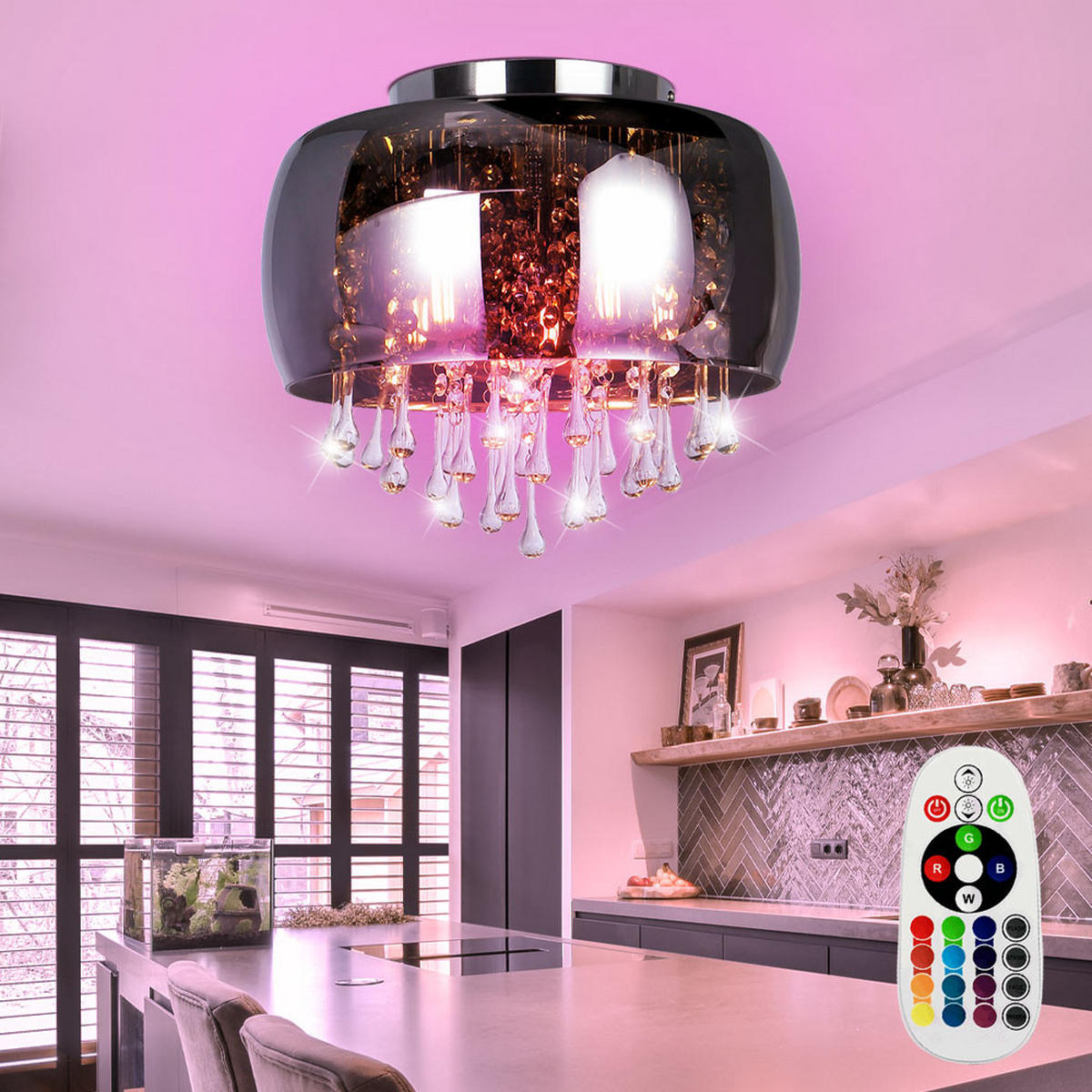 LED DECKENLEUCHTE Kalla Chrom Grau - Grau, Glas (35/35/28cm)