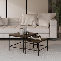 COUCHTISCH-SET Ramio Eiche rustikal/Schwarz 60 x 60 cm 2 Teile - Wildeiche/Schwarz, Holzwerkstoff (60/60/45cm) - Vicco