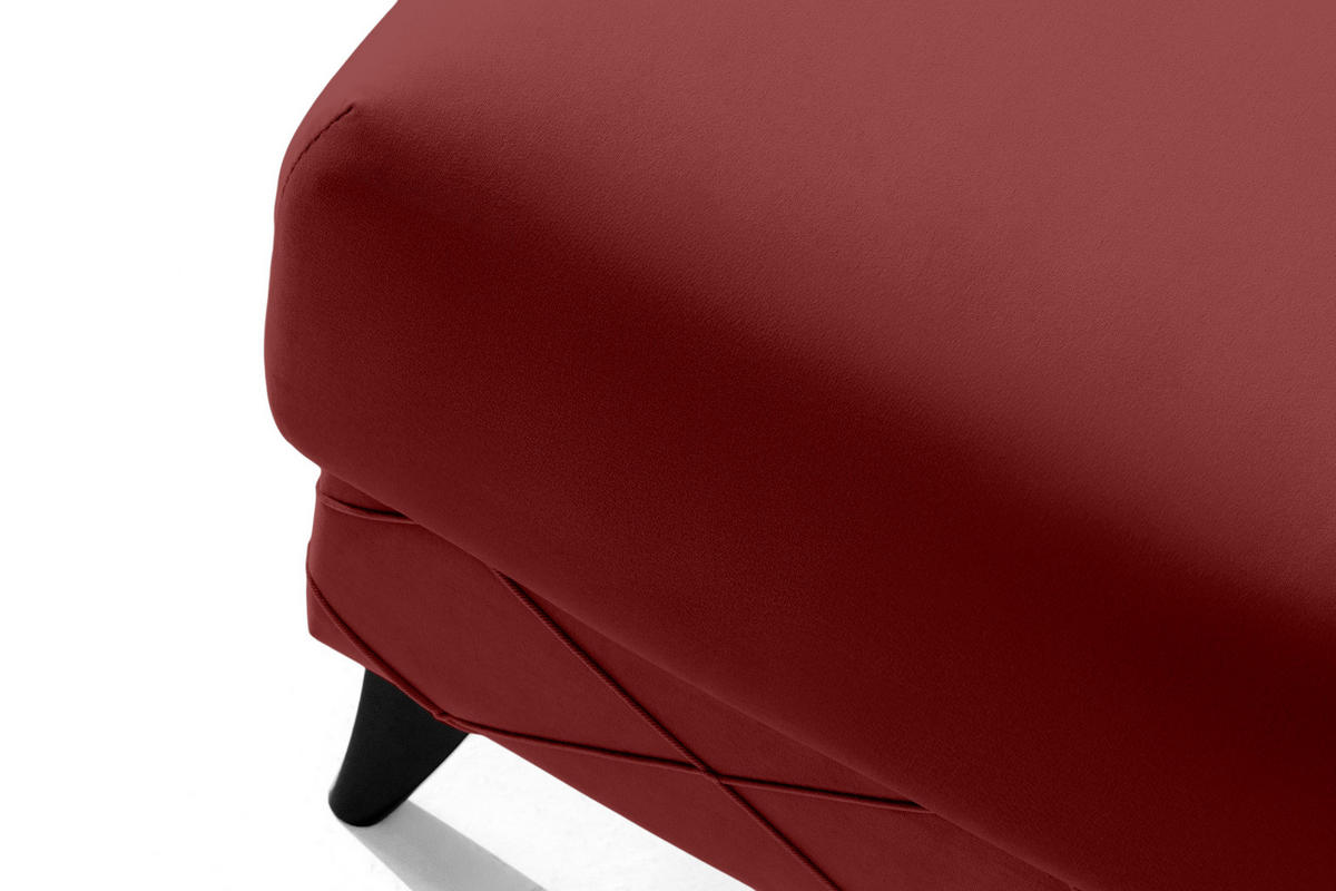 HOCKER GUSTAVO III Fußstütze, Velours, Bordeaux - Bordeaux, Holz/Holzwerkstoff (53/49/53cm) - KONSIMO®