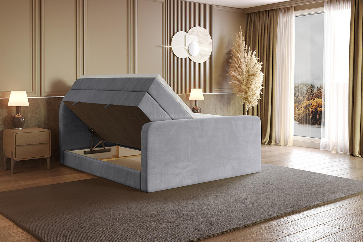 BOXSPRINGBETT mit Matratze und Lattenrost - NOX-Z KING-180x200 - Grau Monolith - Grau, Holzwerkstoff (180/200cm) - ALTDECOR