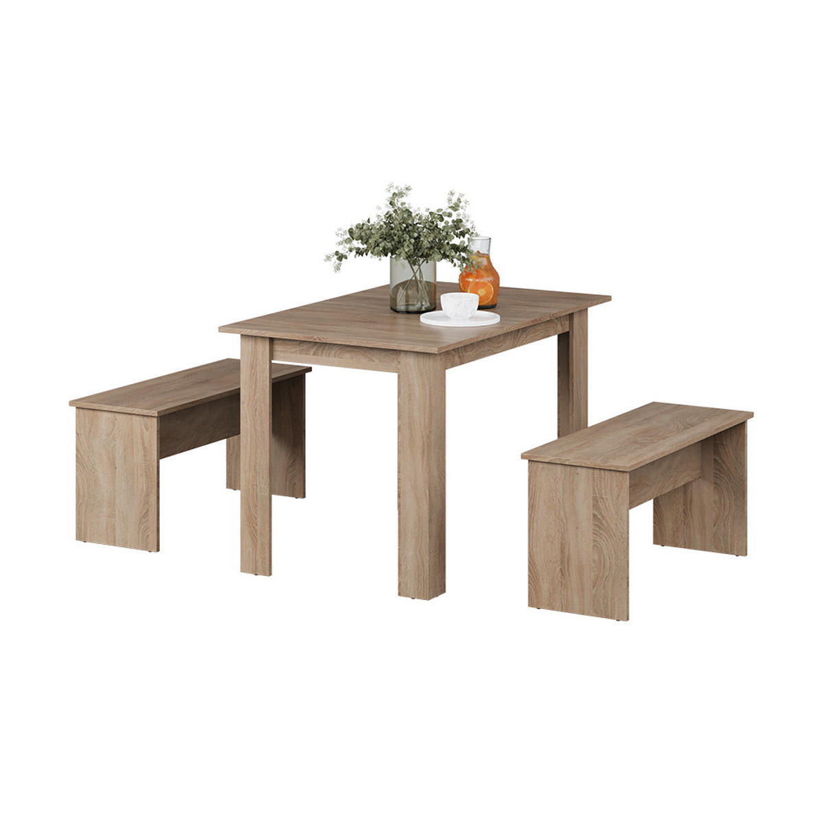 JÍDELNÍ STŮL SESTAVA Sentio Sonoma 112 x 73.6 cm se 2 lavicemi - Sonoma dub, kompozitní dřevo (112/73/73.6cm) - Vicco