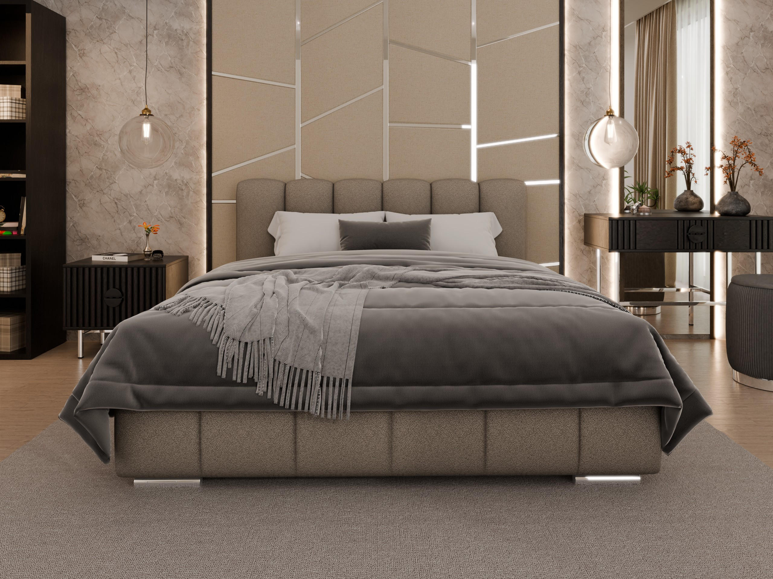 POLSTERBETT Zaira 160 x 200 cm mit Bettkasten und Lattenrost federkernmatratze 18cm - braun - Braun, Holz (160/200cm) - Panda Möbel