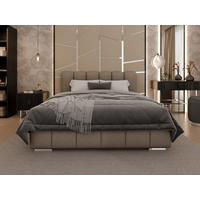 POLSTERBETT Zaira 160x200cm – Elegantes Polsterbett für modernen Wohnstil , ZONIERTE MULTI-TASCHEN-FEDERKERN (24cm), braun - Braun, Holz (140/200cm) - Homesy