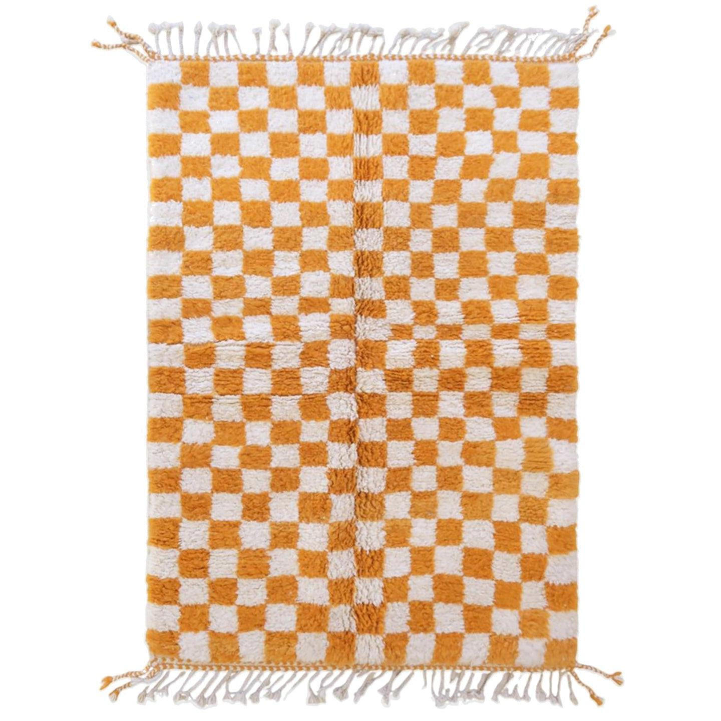 BERBERTEPPICH marokkanisch aus Wolle kariert 300x 400 cm - Orange, Naturmaterialien (300/400cm) - AFK Living
