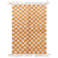 BERBERTEPPICH marokkanisch aus Wolle kariert 300x 400 cm - Orange, Naturmaterialien (300/400cm) - AFK Living