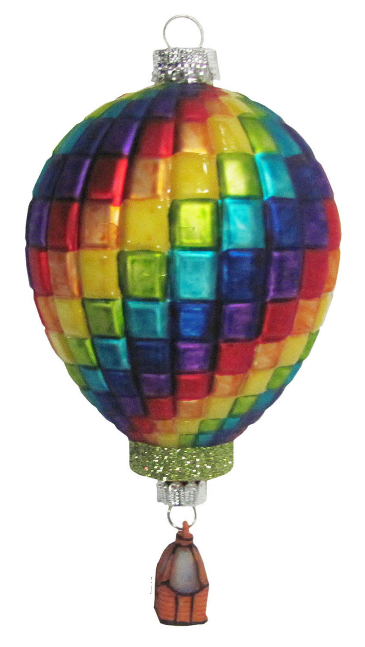 CHRISTBAUMSCHMUCK Heißluftballon Mehrfarbig 13cm (Glas / 1 Stk.) - Multicolor, Glas (7/13/7cm) - Krebs Glas Lauscha