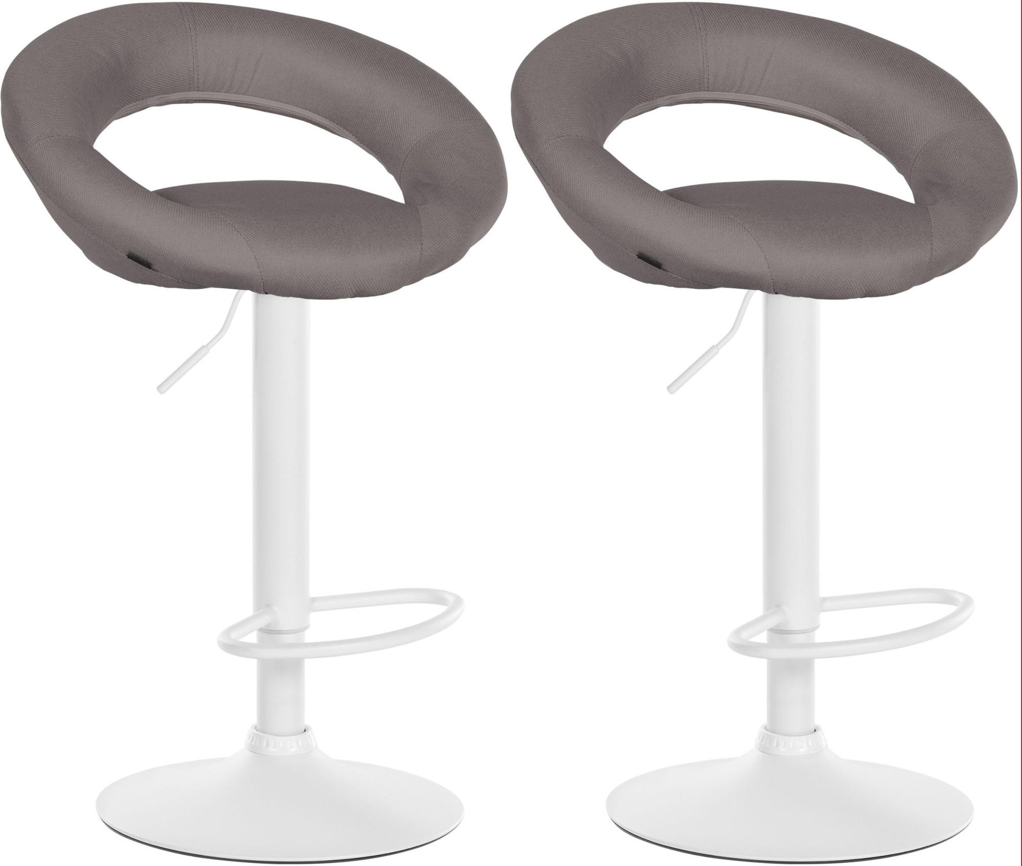 BARHOCKER 2er Set Stoff grau - Weiß/Grau, Textil/Metall (52/77/47cm) - CLP