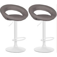BARHOCKER 2er Set Stoff grau - Weiß/Grau, Textil/Metall (52/77/47cm) - CLP