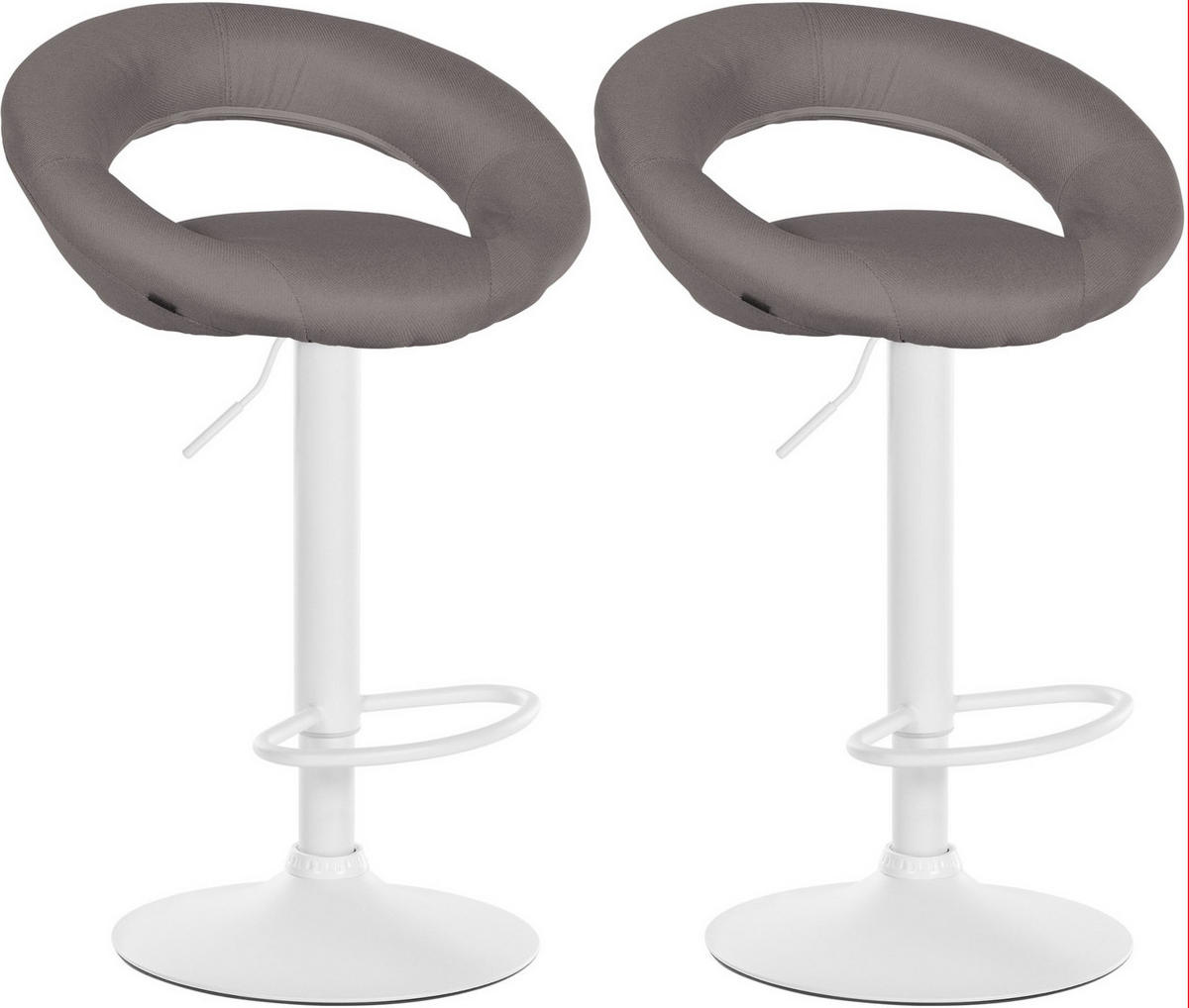 BARHOCKER 2er Set Stoff grau - Weiß/Grau, Textil/Metall (52/77/47cm) - CLP