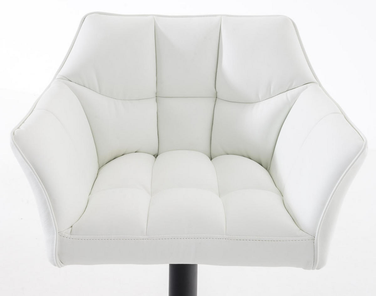 BARHOCKER 2er Set Sihar Kunstleder Weiß Schwarz - Weiß, Leder/Metall (64/88/45cm) - DELUKE