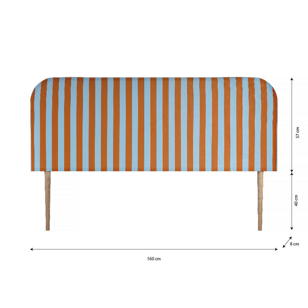 KOPFTEIL Samt, blau/orange 160x97cm EDDIE - Orange, Textil (160/97/8cm) - RNT By Really Nice Things