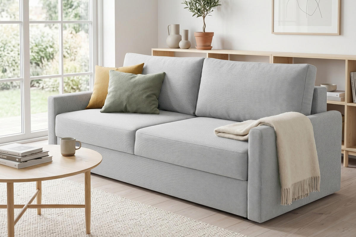 2-SITZER SOFA BIANCO 215 cm breit in Stoff Grau - Grau, Holzwerkstoff/Textil (215/90/92cm) - Deine Möbel 24