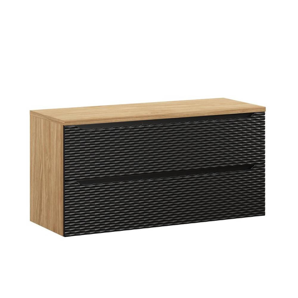 WASCHBECKENUNTERSCHRANK 120 cm 2 Teile - Ocean Black O BM453 in Schwarz / Geölter Eiche - Schwarz, Holz (120/57/46cm)