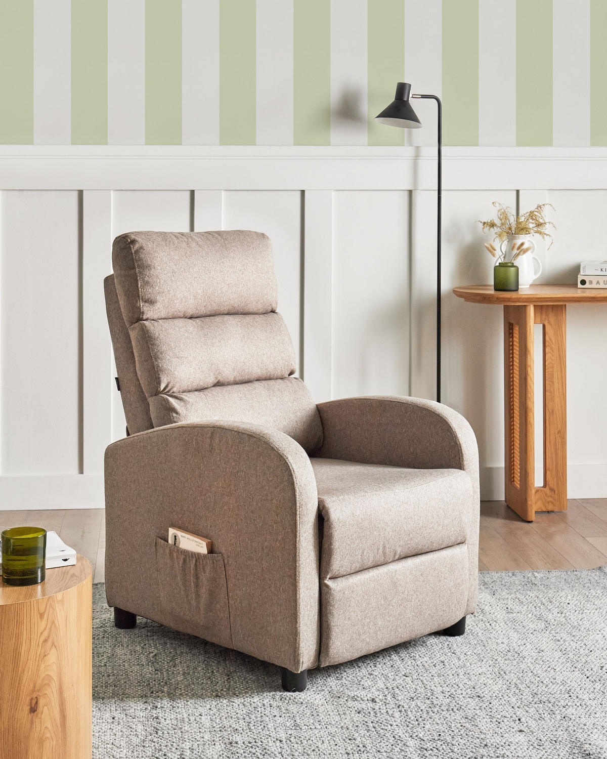 FERNSEHSESSEL Stoff Taupe Otus - Taupe, Textil (67/75/89cm) - Beliani