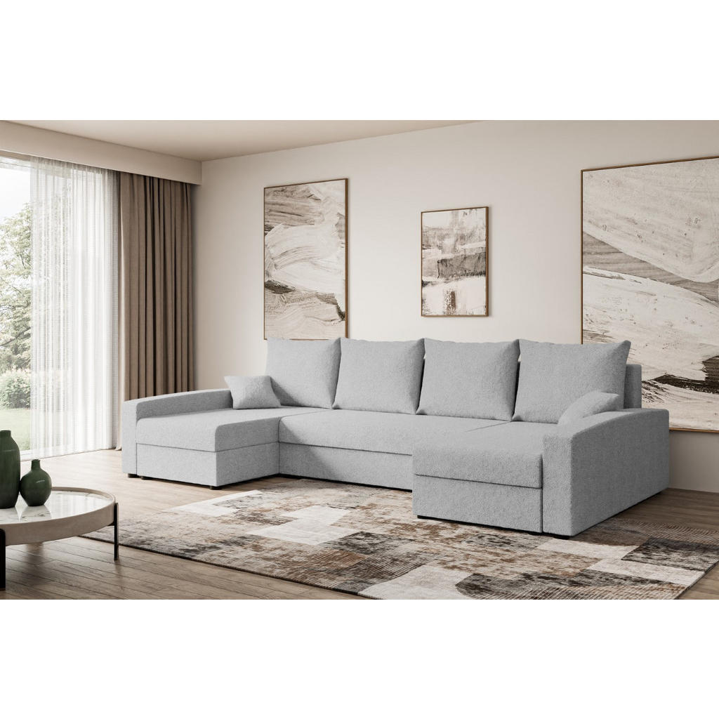 Thumbnail - Altdecor Wohnlandschaft, Hellgrau, Textil, 6-Sitzer, U-Form, 301x90x140 cm, Wohnzimmer, Sofas & Couches, Wohnlandschafte...