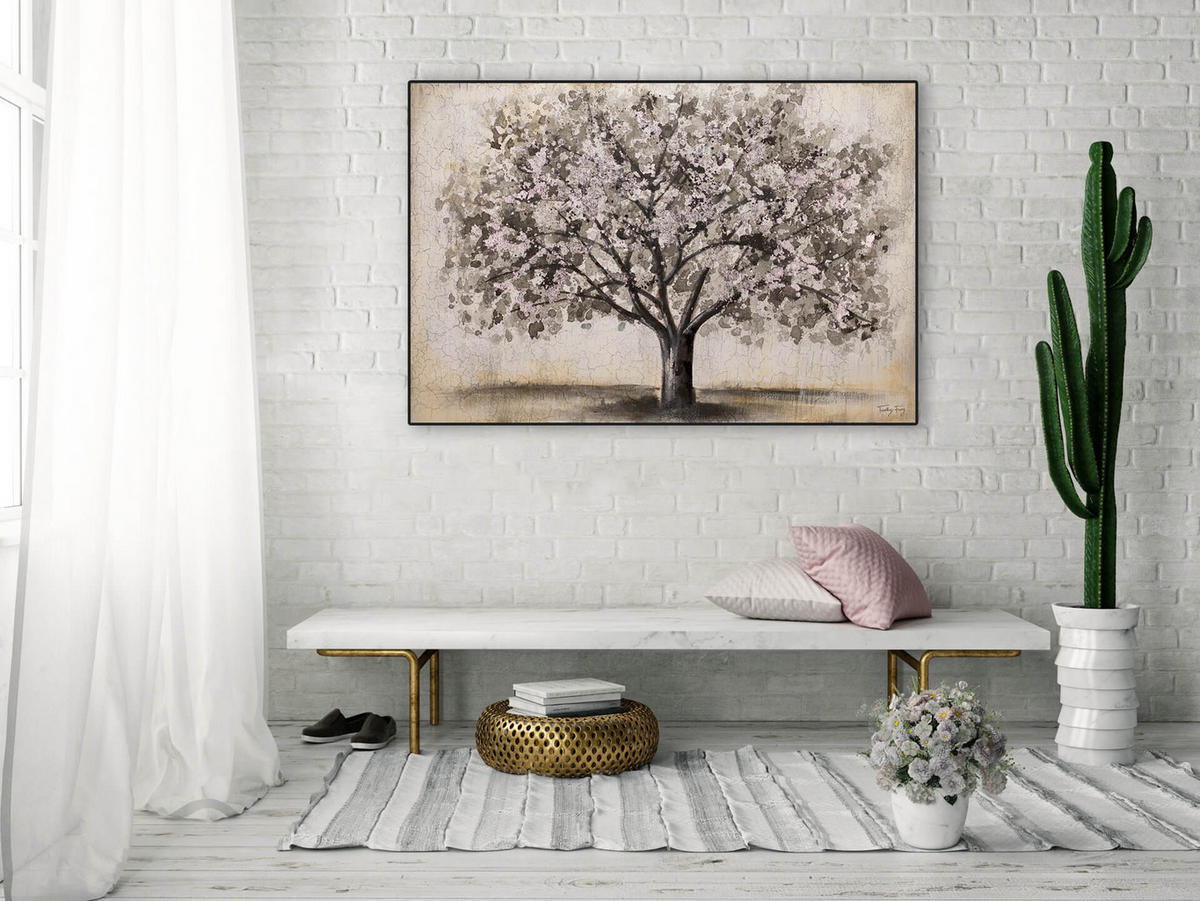 ACRYLBILD HANDGEMALT 120/80 cm - Beige/Schwarz, Holz/Textil (120/80cm) - KUNSTLOFT