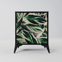 SIDEBOARD EERIE STROMANTHE, Schwarz, 57,5x42x70,5 cm, Schwarze Metall-Sternfüße - Multicolor/Schwarz, Holzwerkstoff/Metall (57.5/70.5/42cm) - SpaceRebels
