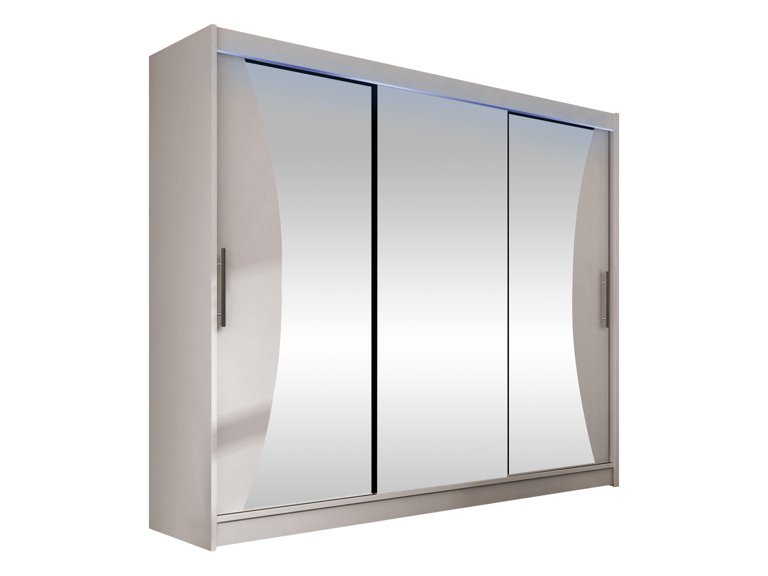 KLEIDERSCHRANK Aston IV, mit RGB LED Beleuchtung - Kaschmir/Silberfarben, Holzwerkstoff/Kunststoff (250/215/58cm) - MIRJAN24