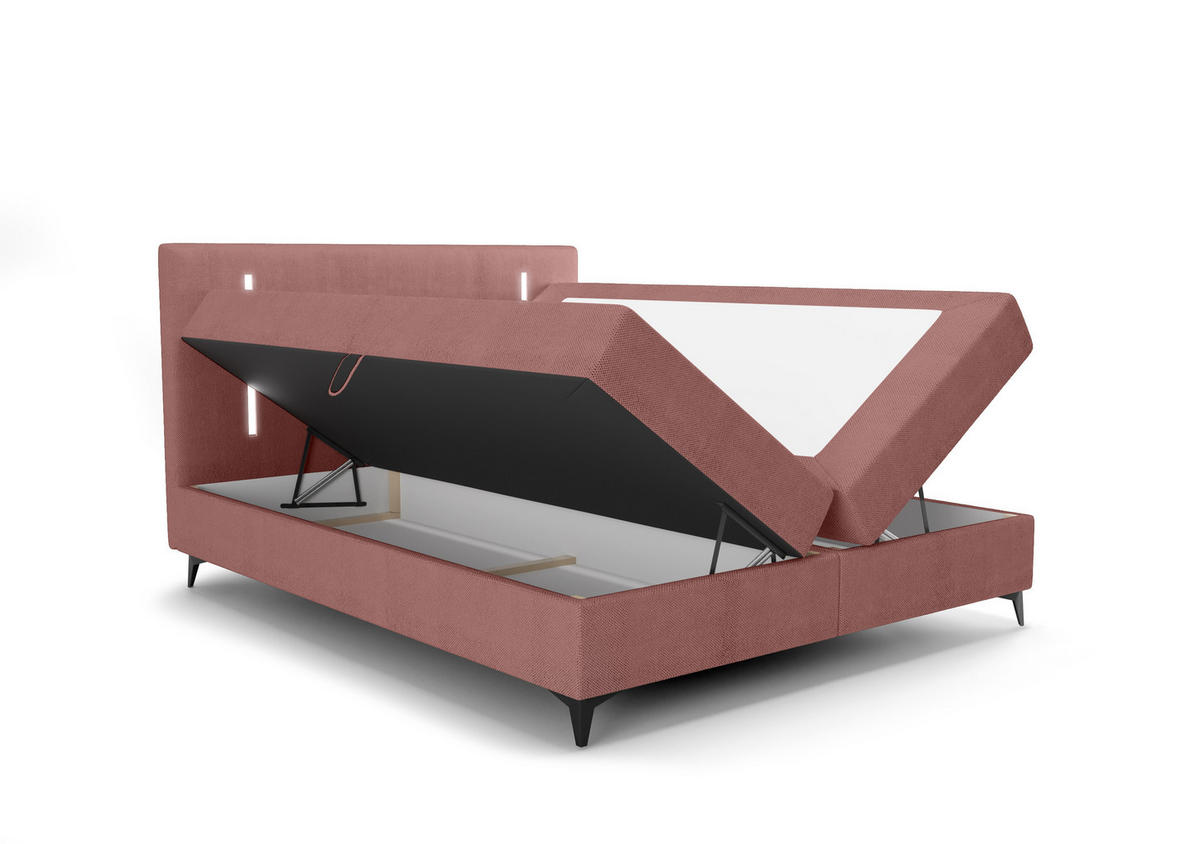 BOXBETT ONO mit Matratze H3, Bonell und Topper 180x200 CURIO 63 - Pink, Textil (180/200cm) - Bedante