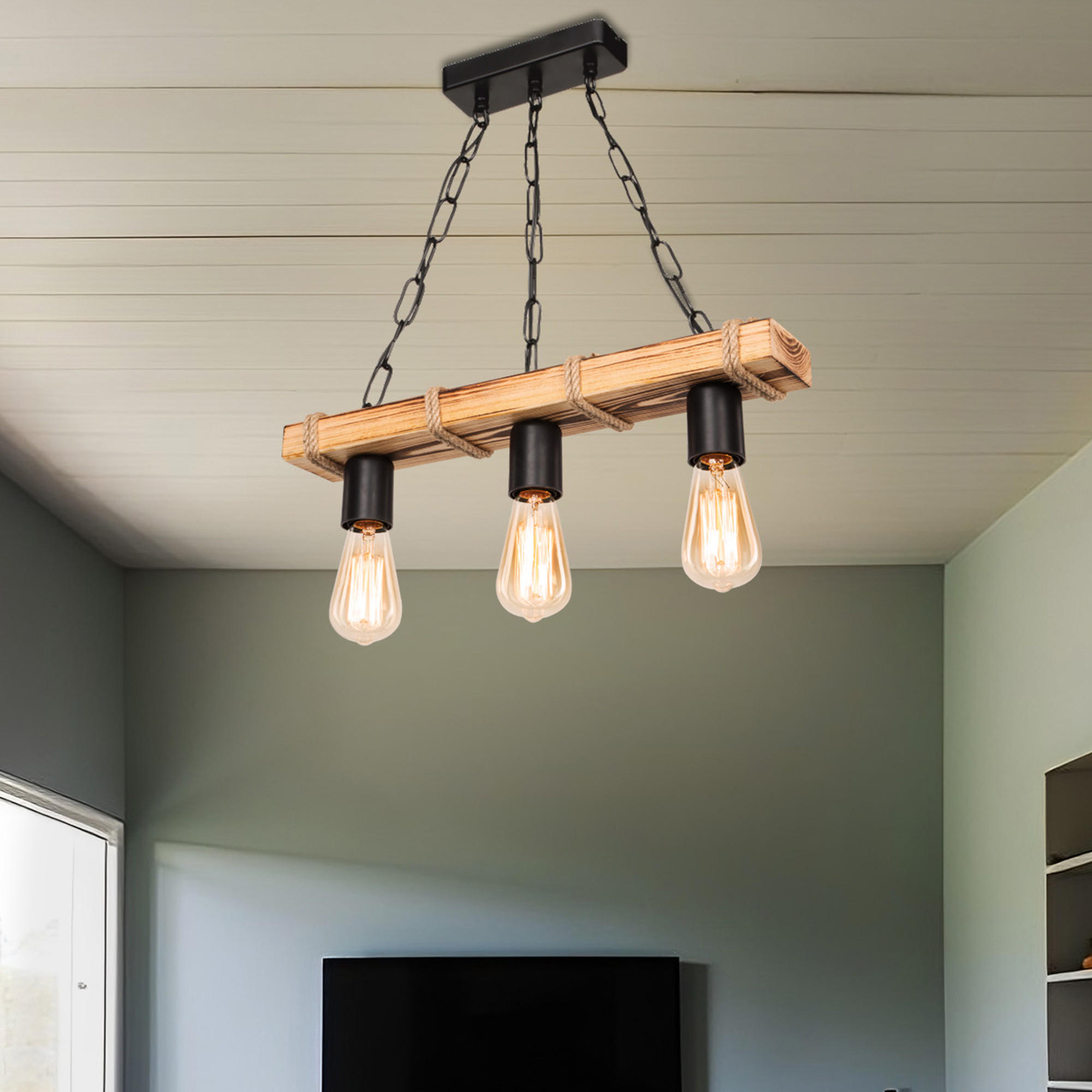 HÄNGELEUCHTE Hemel - Schwarz, Holz/Metall (10/50/60cm) - lux.pro