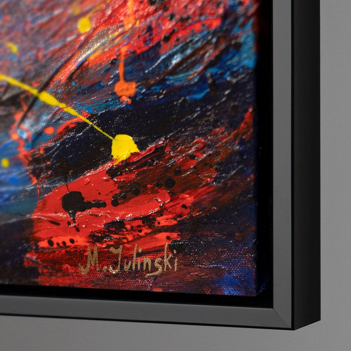 GEMÄLDE Atem des Laubs Schattenfugenrahmen Schwarz 60x40 cm - Schwarz, Holz (60/40cm) - YS-art gallery