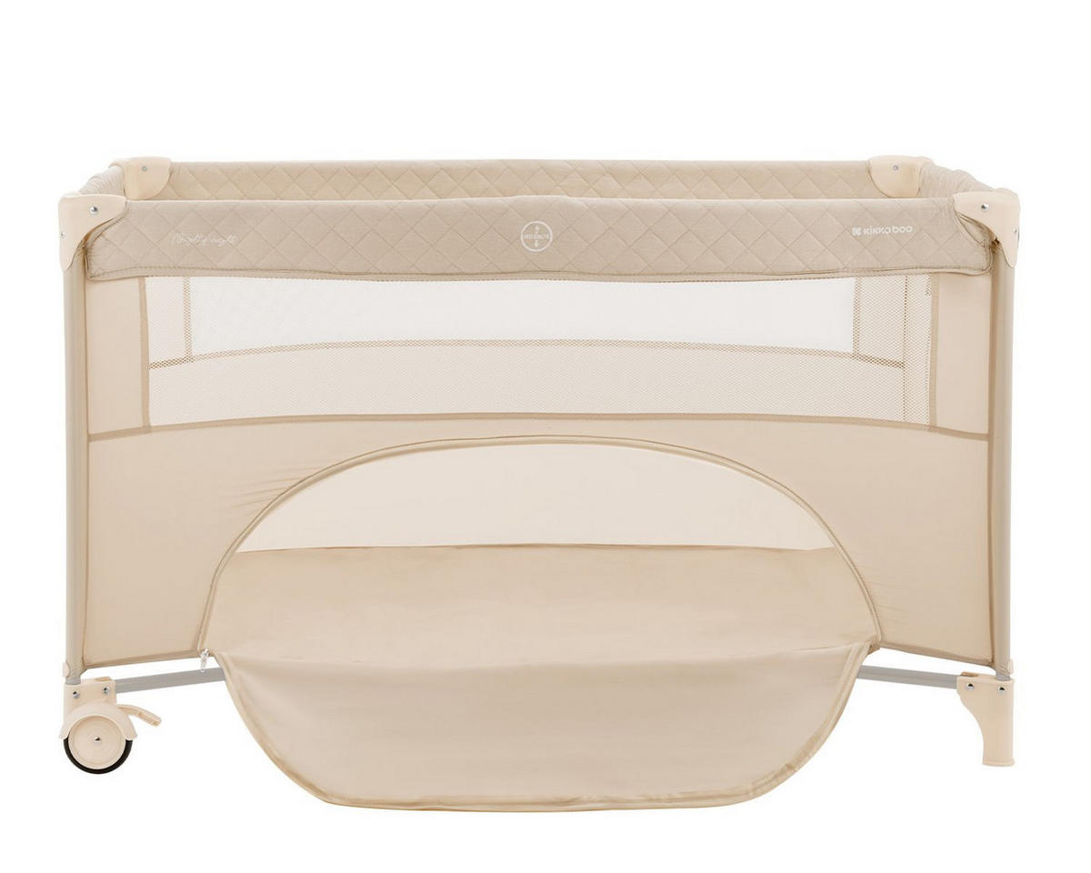 REISEBETT Nighty Night beige 2 Ebenen, Spielbogen, 2 Räder, Wickelauflage - Beige, Kunststoff (60/120cm) - Kikka boo