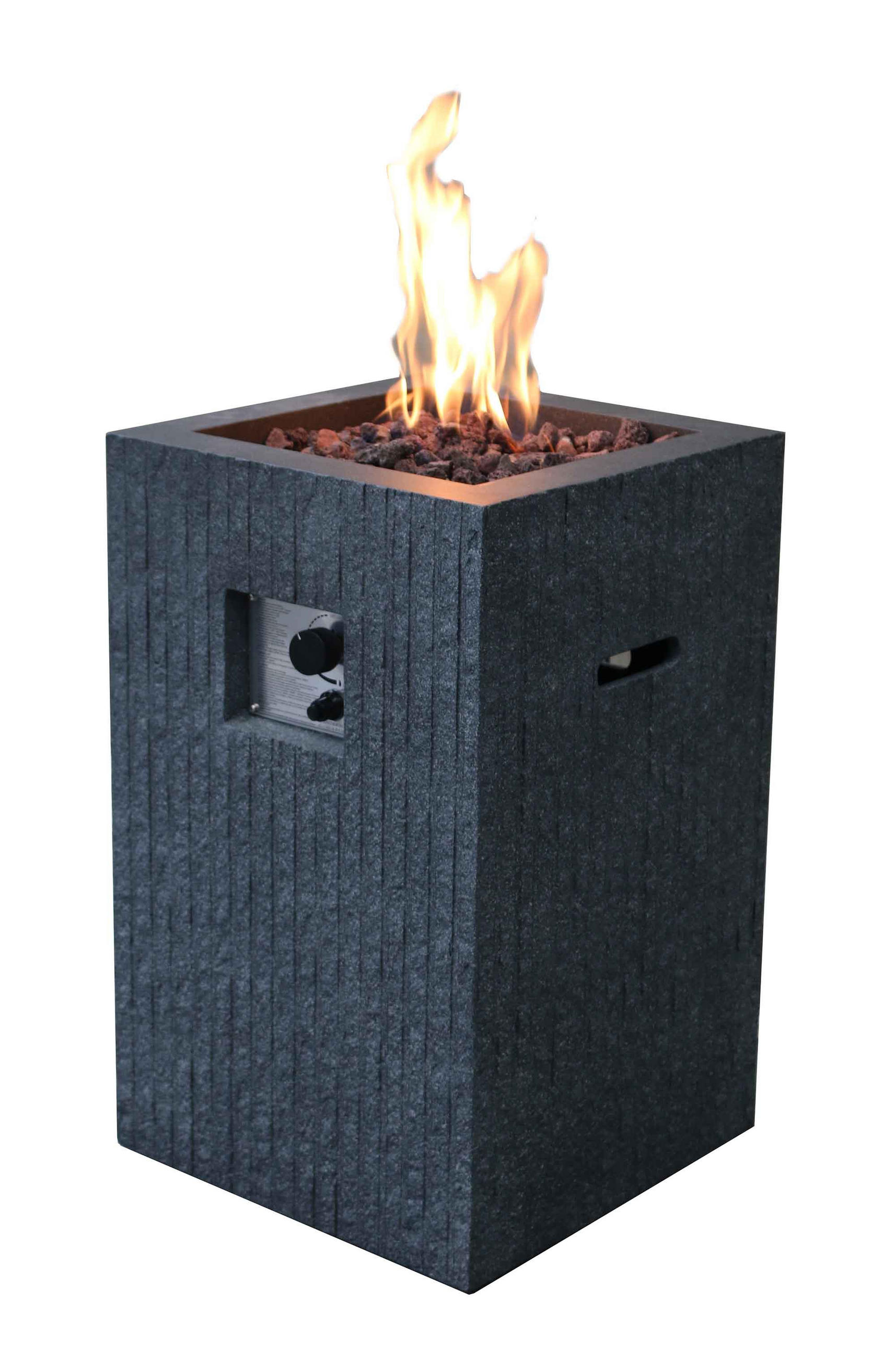 GASFEUERSTELLE Mayon in Naturstein-Optik dunkel grau aus Faserbeton - Dunkelgrau, Stein (45/70/45cm) - Elementi