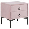 NACHTTISCH Samtstoff rosa 2 Schubladen Sezanne - Pink/Schwarz, Textil (44/45/38cm) - Beliani