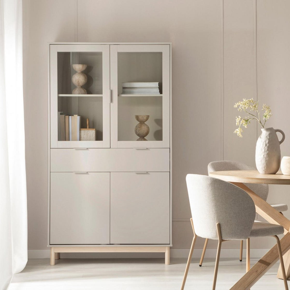 VITRINENSCHRANK DOPPELTER Elian Grau 95 cm x 170 cm - Grau, Holzwerkstoff (95/170/39cm)