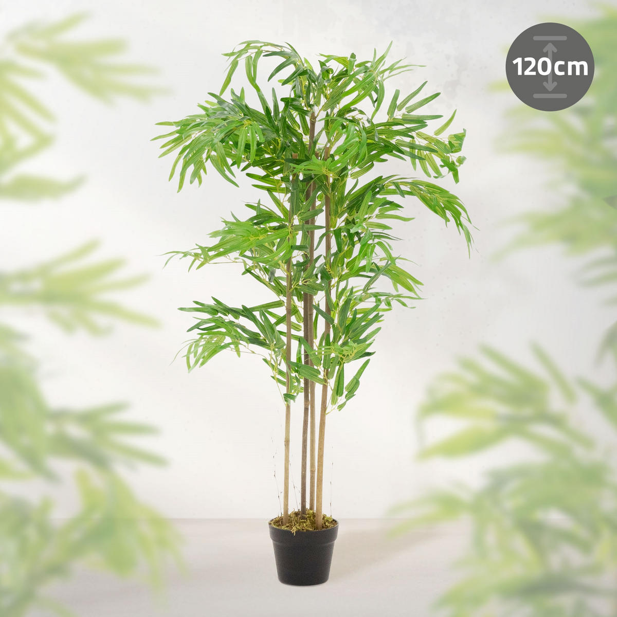 KUNSTPFLANZE Bambus - Anthrazit/Grün, Holz/Kunststoff (120cm) - ML-DESIGN