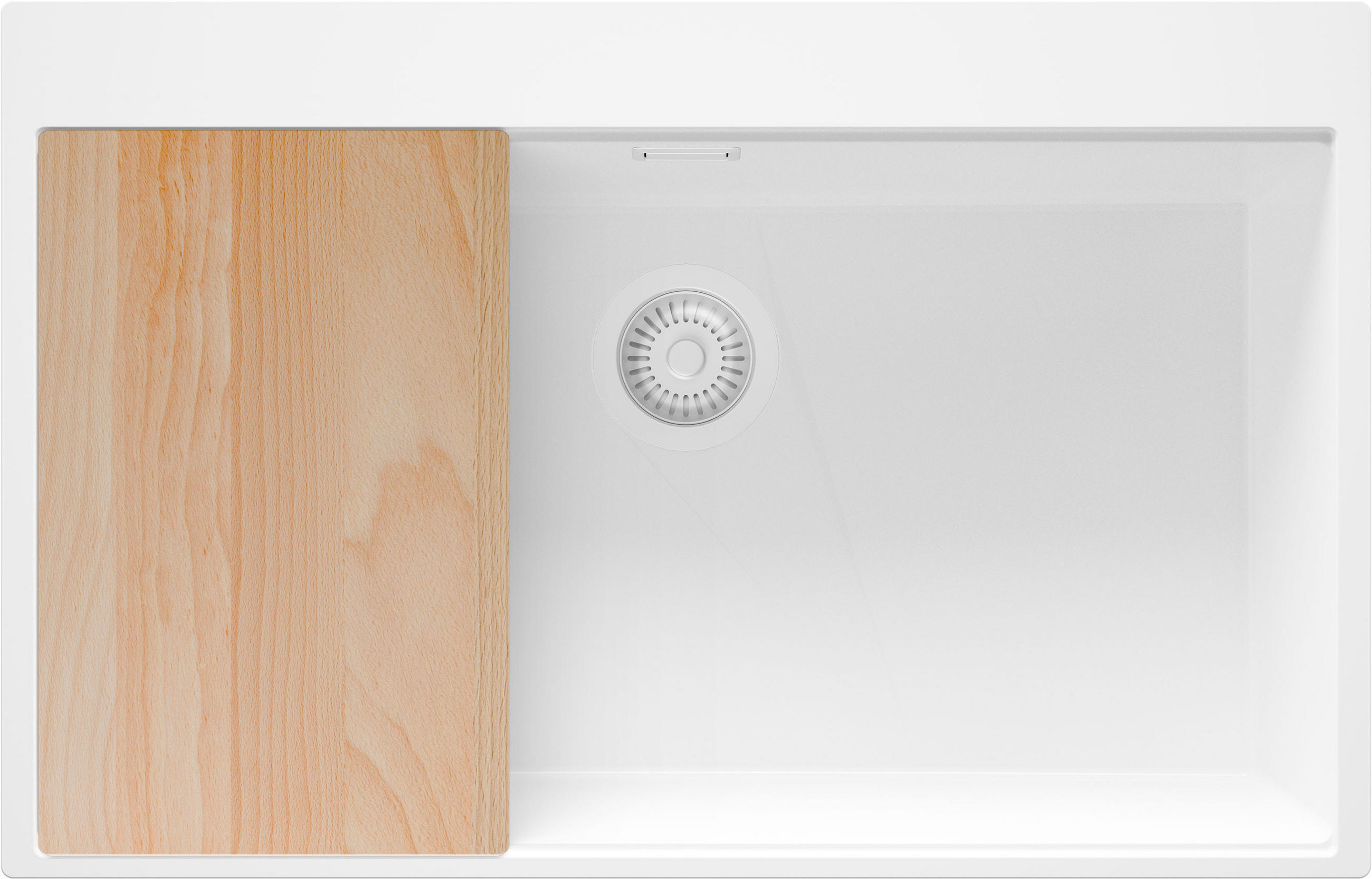 SPÜLBECKEN Oslo, 2-er set Alles Weiß 78/50 cm 1 Becken + Ablauf-Set + Schneidebrett ab 80er Unterschrank - Beige/Weiß, Kunststoff (78/20/50cm) - Primagran