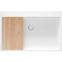 SPÜLBECKEN Oslo, 2-er set Alles Weiß 78/50 cm 1 Becken + Ablauf-Set + Schneidebrett ab 80er Unterschrank - Beige/Weiß, Kunststoff (78/20/50cm) - Primagran