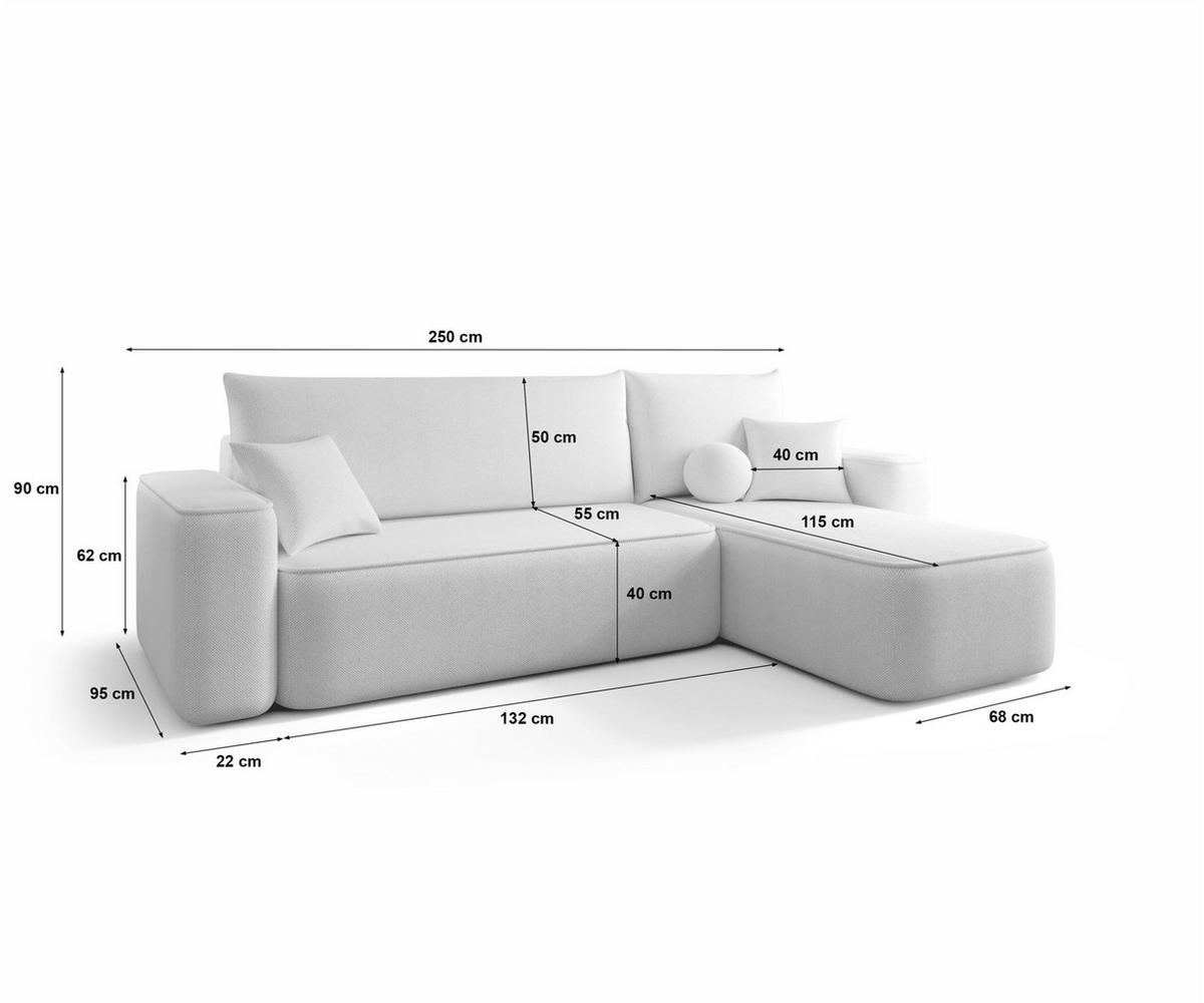 ECKSOFA Agepo In Curio - Grau, Holzwerkstoff/Textil (250/150cm) - Fun Möbel