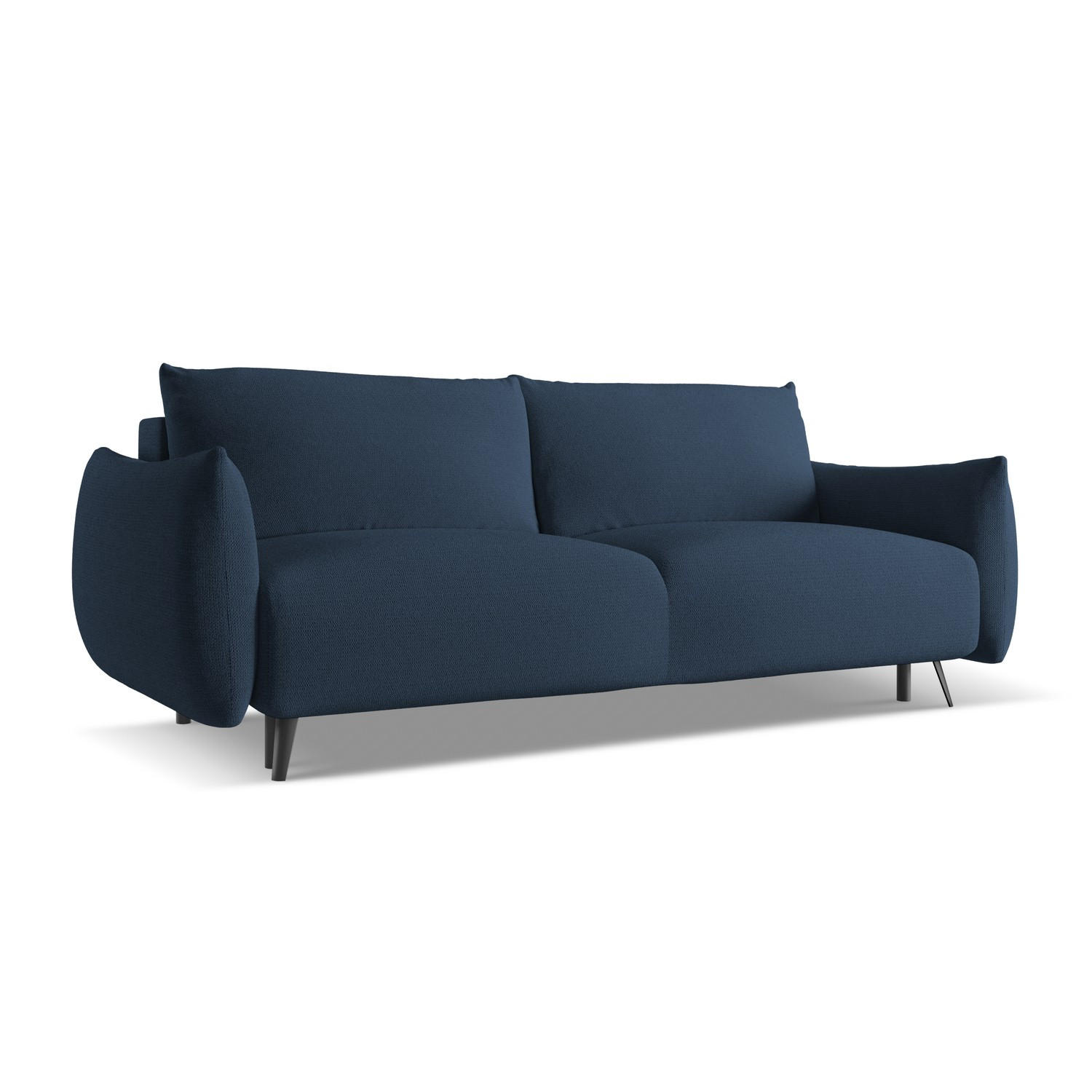 3-SITZER SOFA mit Schlaffunktion Chenille Stoff Blau - Blau/Schwarz, Textil/Metall (230/86/105cm) - LaMiaSofa