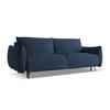 3-SITZER SOFA mit Schlaffunktion Chenille Stoff Blau - Blau/Schwarz, Textil/Metall (230/86/105cm) - LaMiaSofa