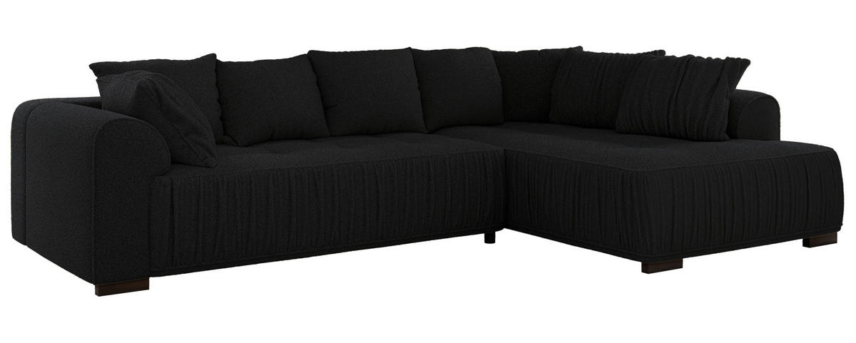 ECKSOFA ORTA Schwarz Boucle - Rechts - Schwarz, Textil (200/325cm) - MKS