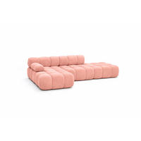 ECKSOFA L-Form Modular Mit Hocker, Veloursstoff Salvador, Rosa, Links, Selia - Rosa, Holz (285/160cm) - Kaiser Möbel