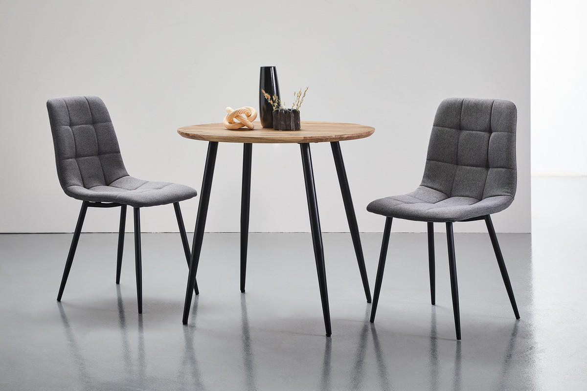 ESSTISCH mit Massivholzplatte - Akazie massiv / Eisen - Schwarz/Braun, Holz/Metall (80/80/76cm) - home24