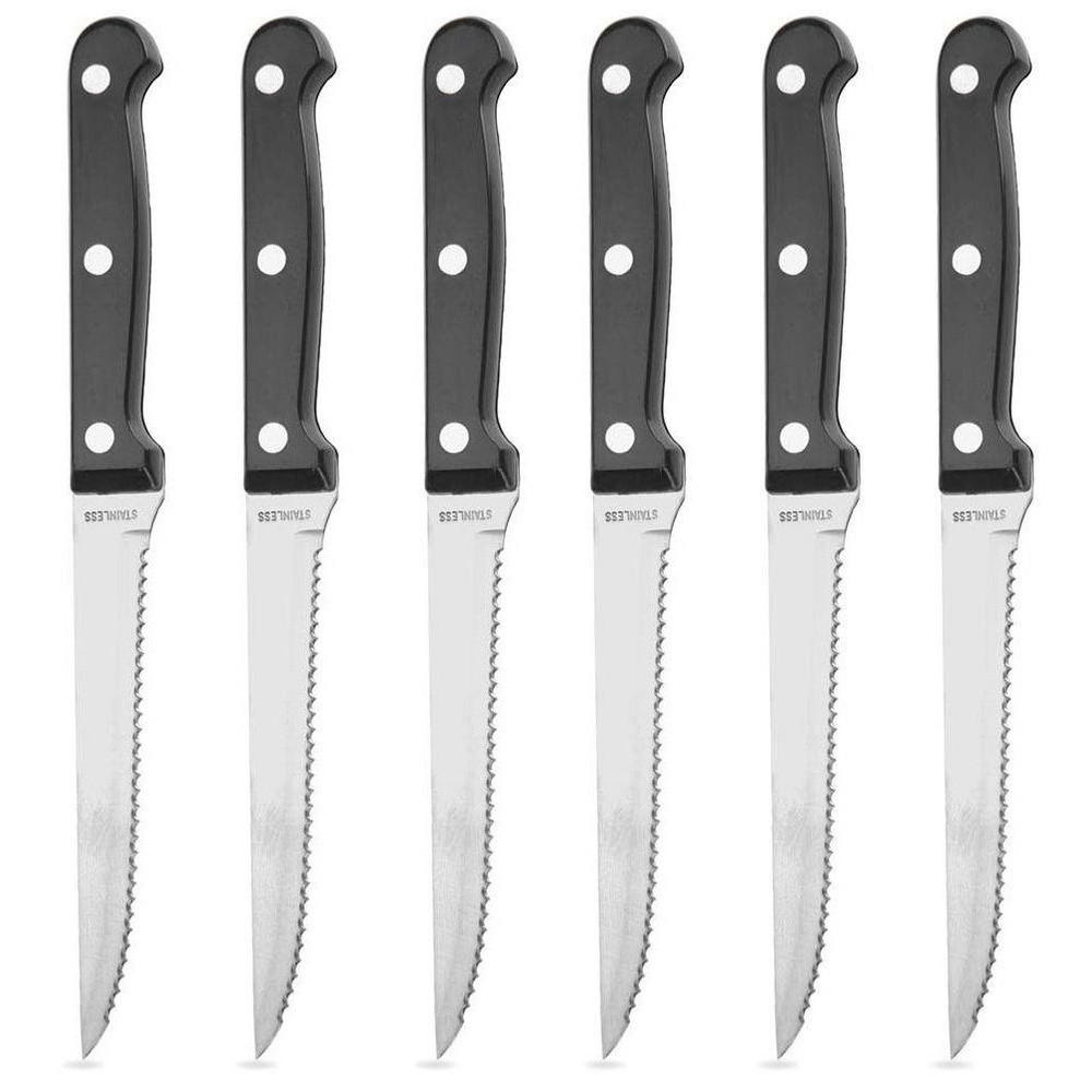 STEAK- UND BURGERMESSER Stahl 21 cm 6 Stück. - Schwarz, Metall (21cm) - Excellent Houseware