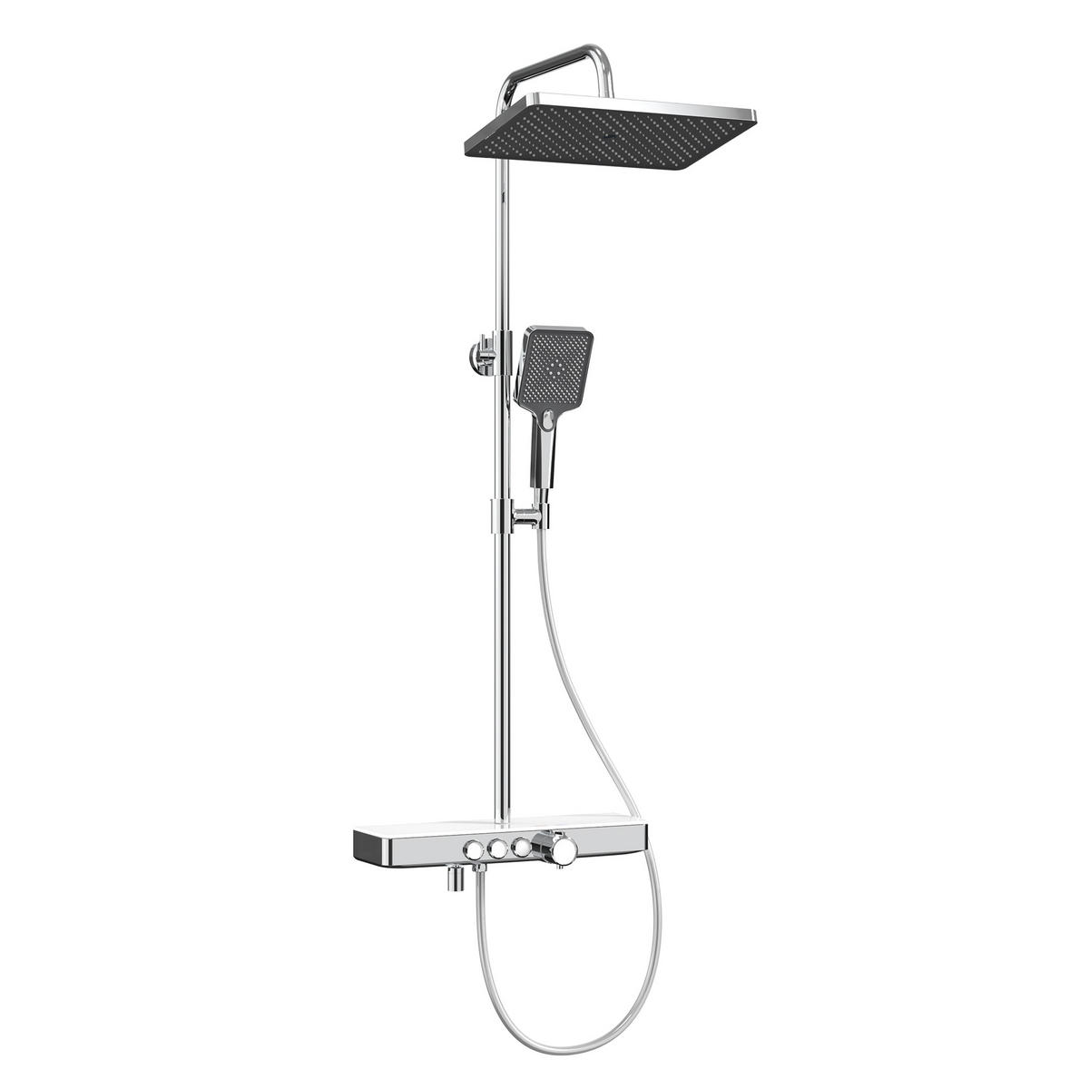 ÜBERKOPFBRAUSESET mit Drei Wasserauslassmethoden Thermostat mit Ablage Chrom - Chromfarben, Metall (44.5/127/45cm) - EMKE