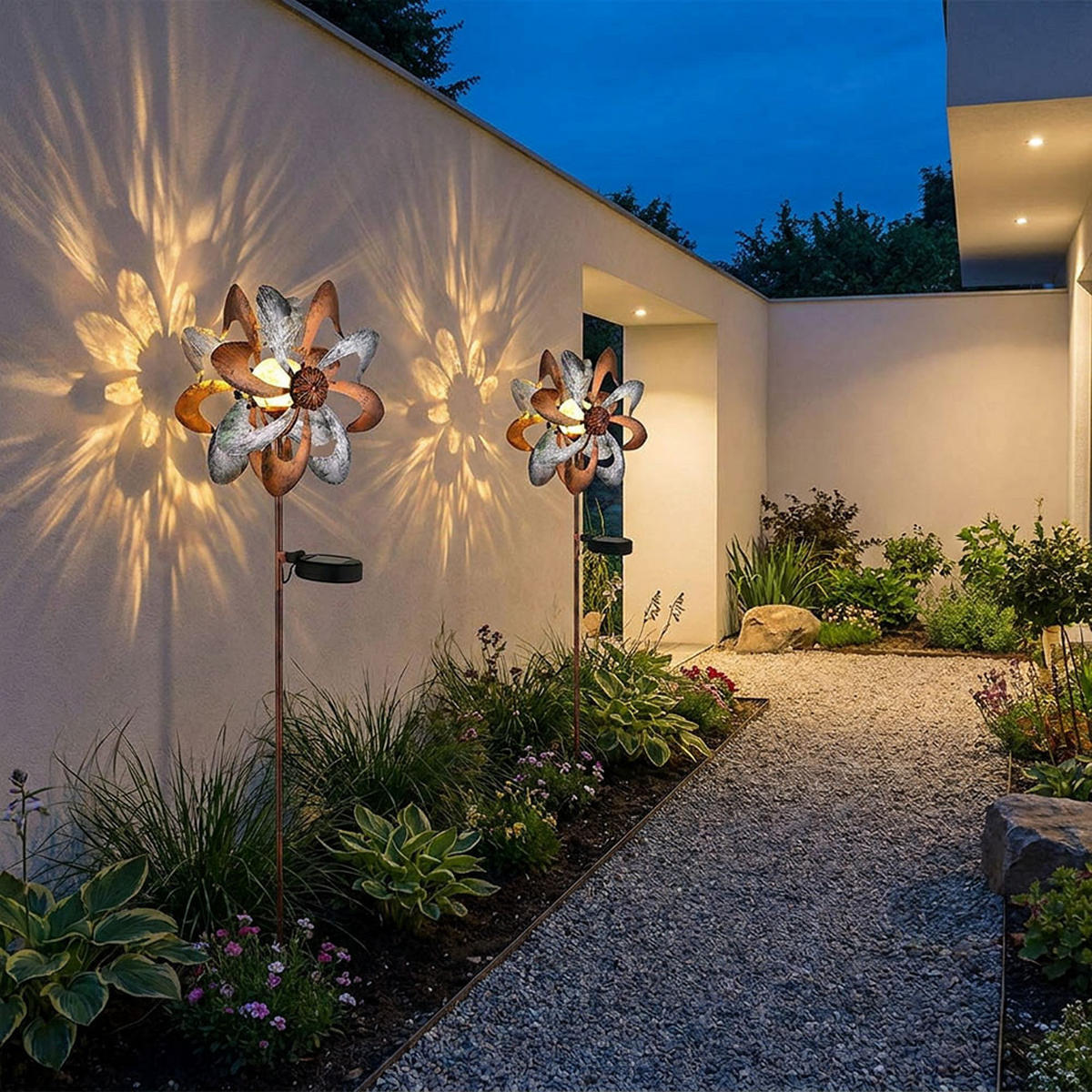 LED AUSSENLEUCHTE Metall Gold 2er Set - Goldfarben, Kunststoff (22/12/92cm) - Globo Lighting
