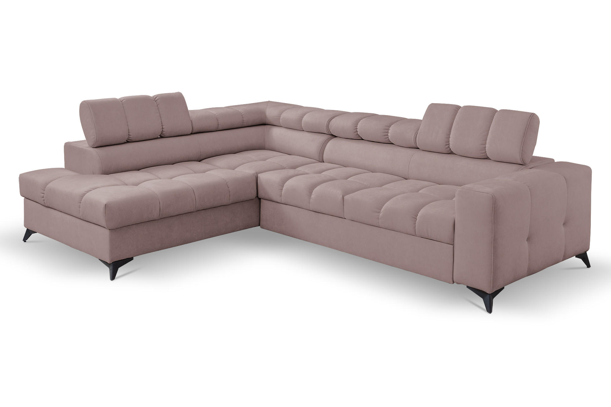 ECKSOFA Andrea L-Form mit verstellbaren Kopfstützen Schlaffunktion Bettkasten 267 cm links rosa - Rosa, Kunststoff (106/267cm) - Margaret Hadas24