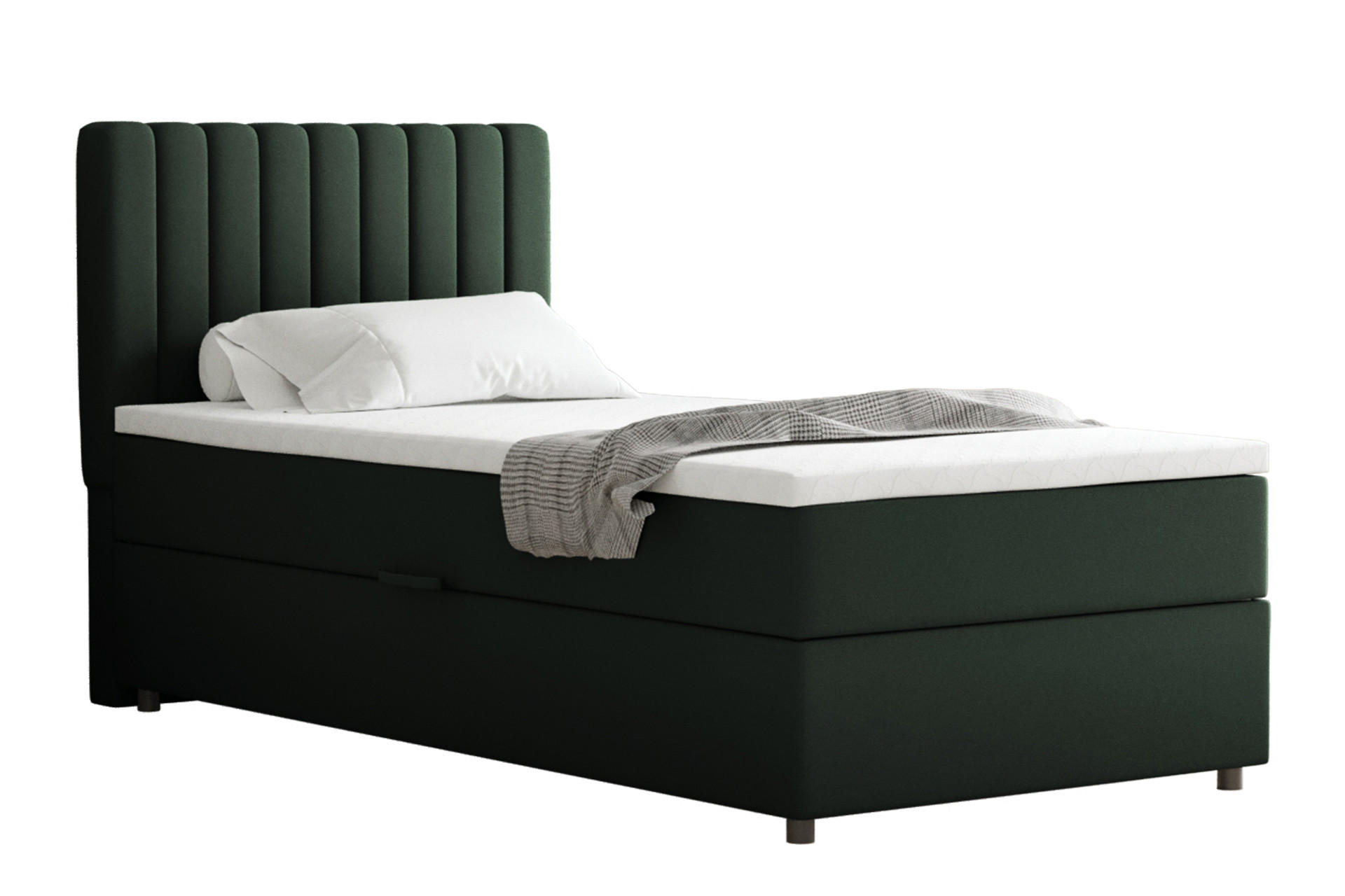 BOXBETT Everest 90 x 200 cm Einzelbett mit hochwertiger Bonell-Matratze und Topper - Grün, Holz (90/200cm) - Panda Möbel