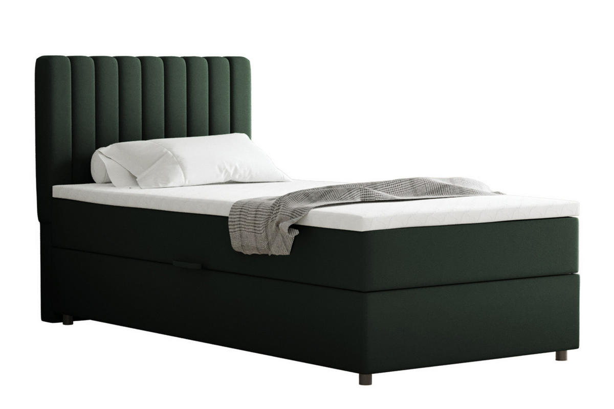 BOXBETT Everest 90 x 200 cm Einzelbett mit hochwertiger Bonell-Matratze und Topper - Grün, Holz (90/200cm) - Panda Möbel