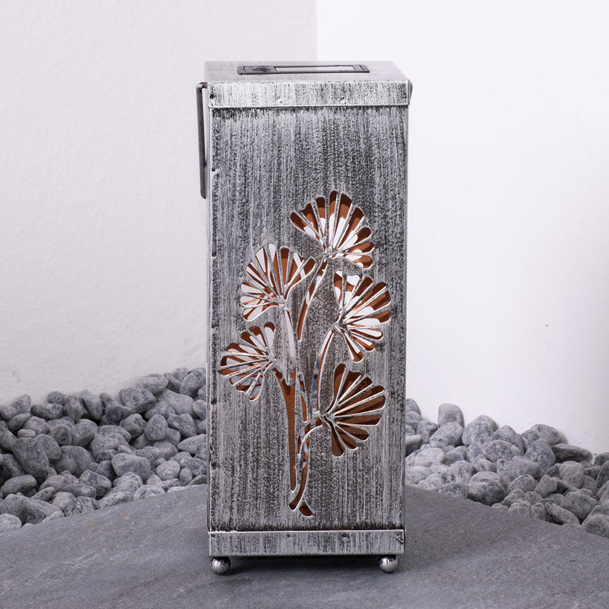 LED AUSSENLEUCHTE Solarleuchte Silber - Silberfarben, Metall (11/11/26.8cm)