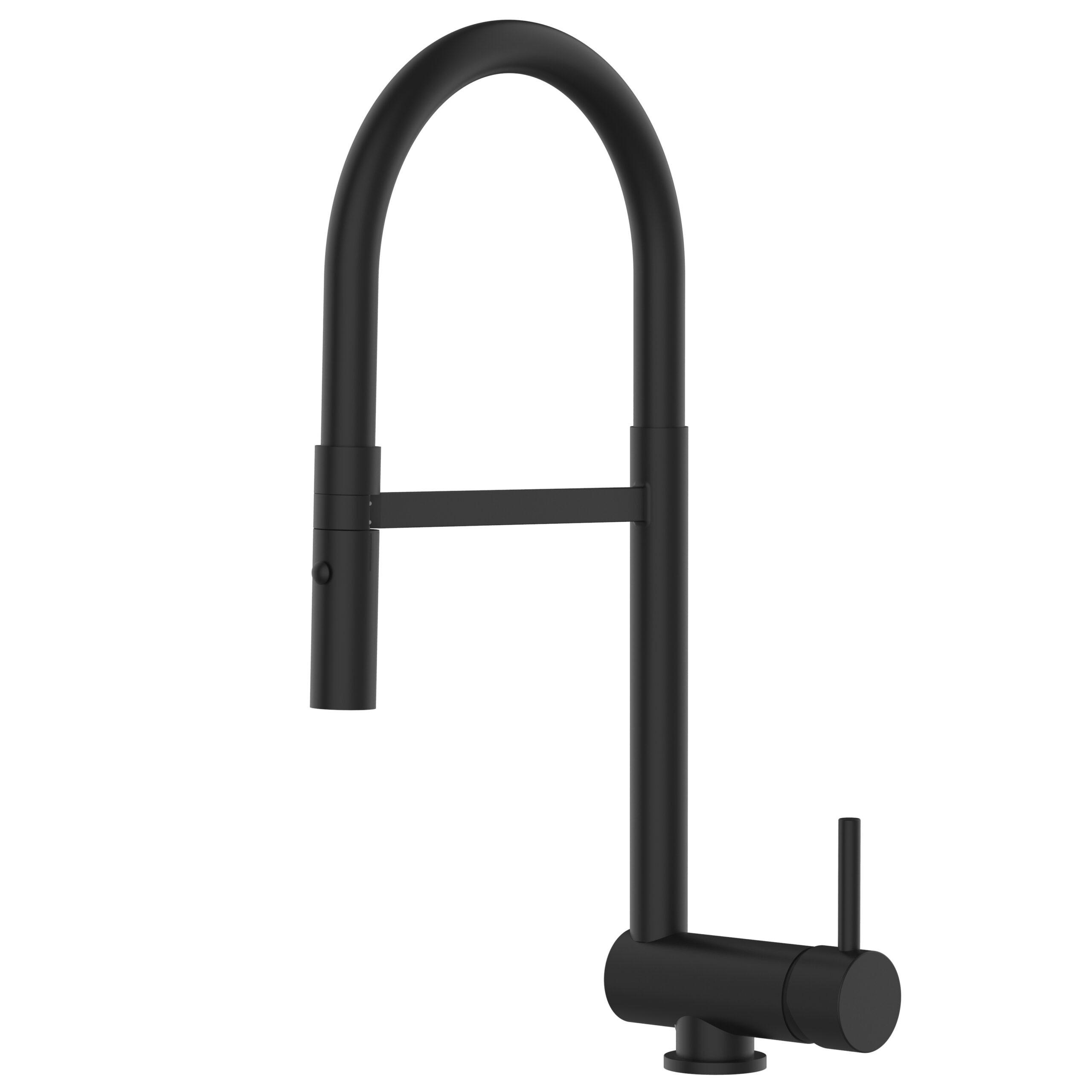 VORFENSTER-KÜCHENARMATUR, Umklappbar 6 CM, Schwarz Matt, 2-Strahl-Brause - Schwarz, Metall (21.3/48.2/21.3cm) - VIZIO
