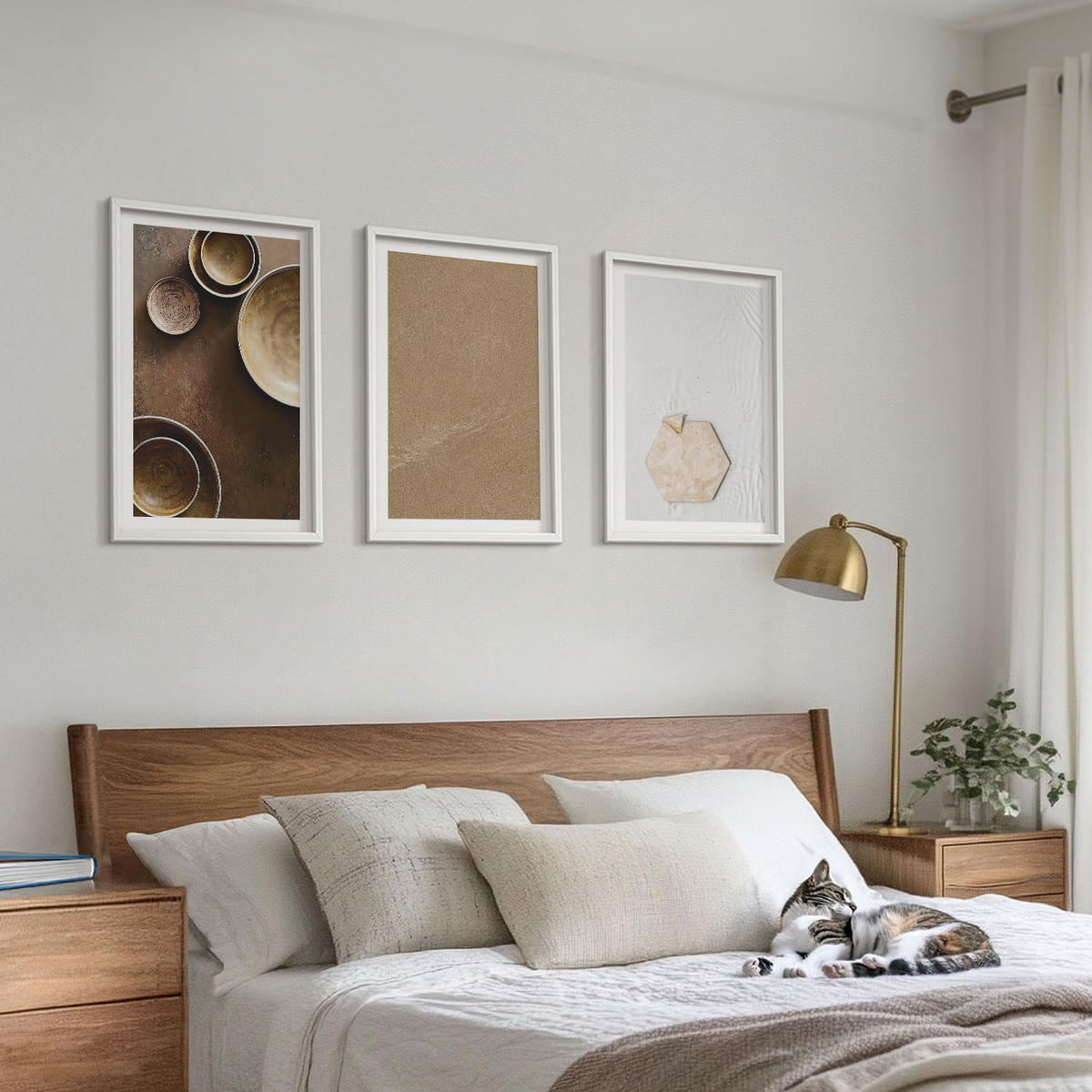 WANDBILDER 3er-Set - 40x60 cm Weißer Rahmen - Minimalistische Texturen und Farben - Weiß, Kunststoff (40/60cm) - ArtPrintCave