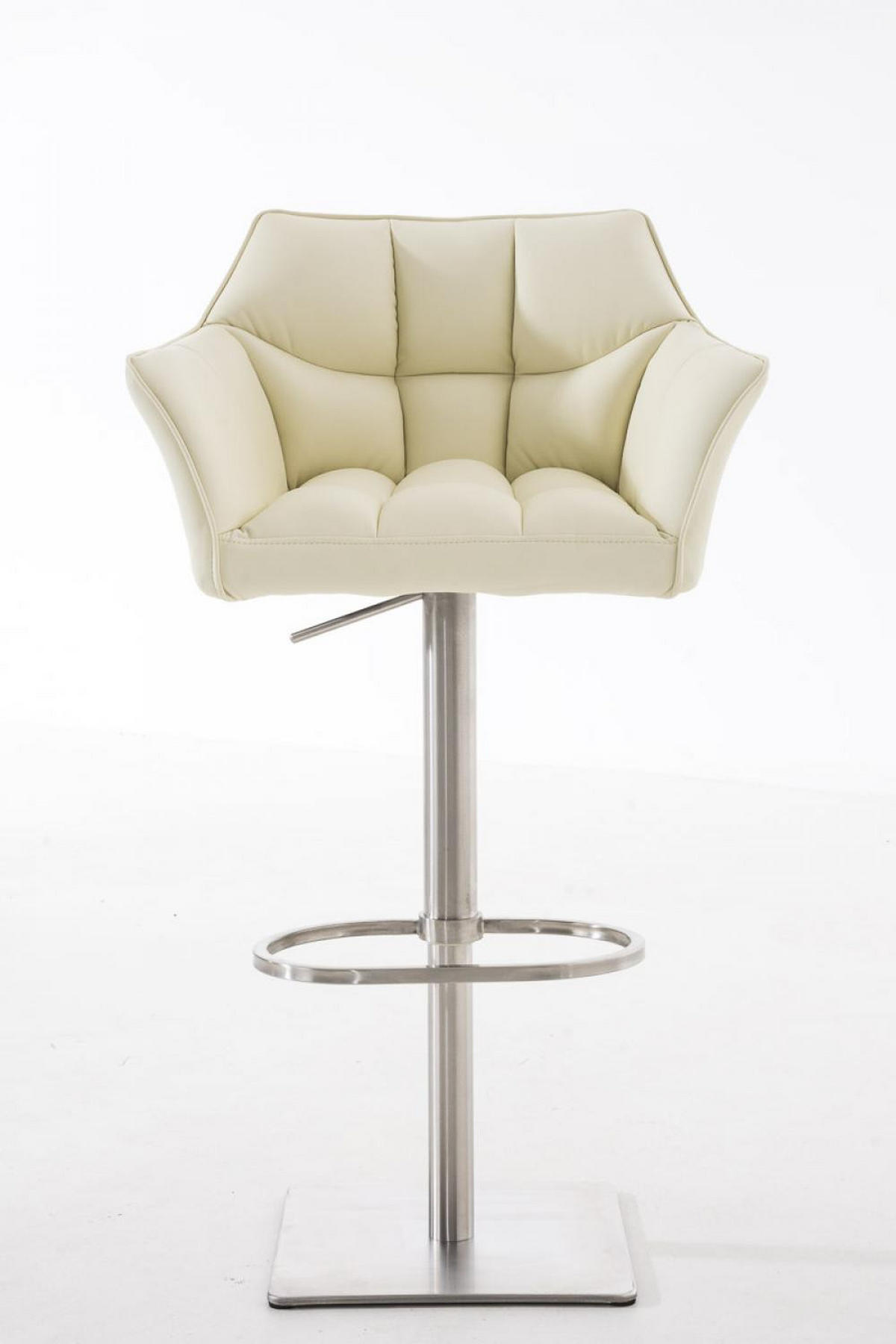 BARHOCKER Lederlook Creme - Edelstahlfarben/Creme, Textil/Metall (64/88/45cm) - CLP